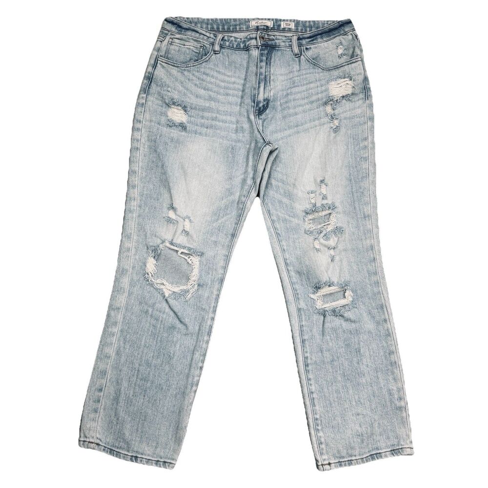 KanCan High Rise Relaxed Jeans Womens 30 Measures 35 x 28.5 Blue Distressed